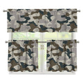 Grey And Brown Camouflage Print 3 Piece Kitchen Curtains