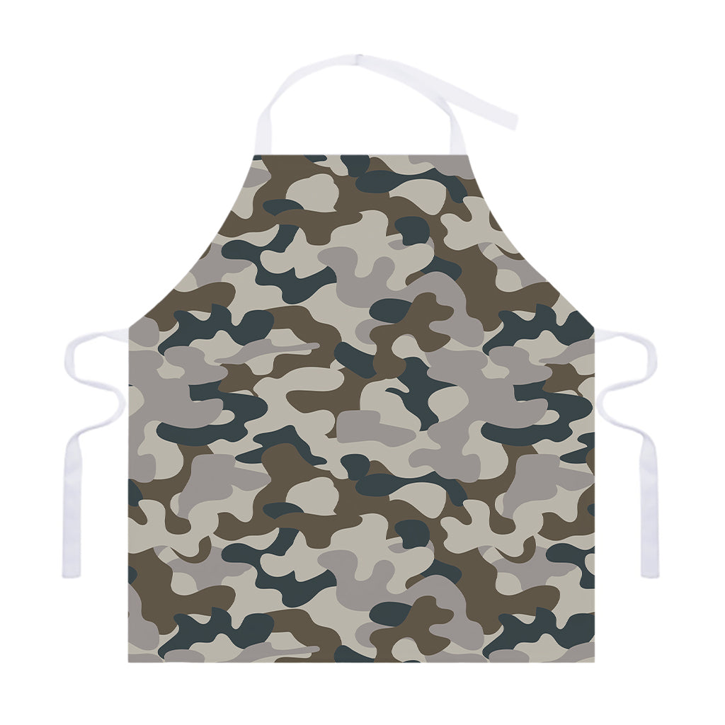 Grey And Brown Camouflage Print Adjustable Apron