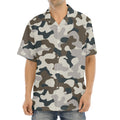 Grey And Brown Camouflage Print Aloha Shirt