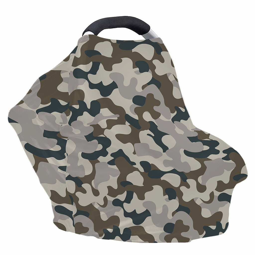 Grey And Brown Camouflage Print Baby Seat Cover