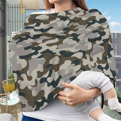 Grey And Brown Camouflage Print Baby Seat Cover