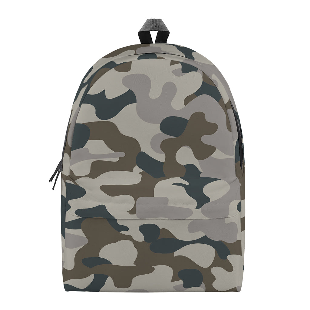 Grey And Brown Camouflage Print Backpack