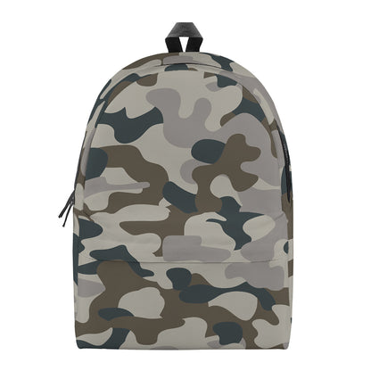 Grey And Brown Camouflage Print Backpack