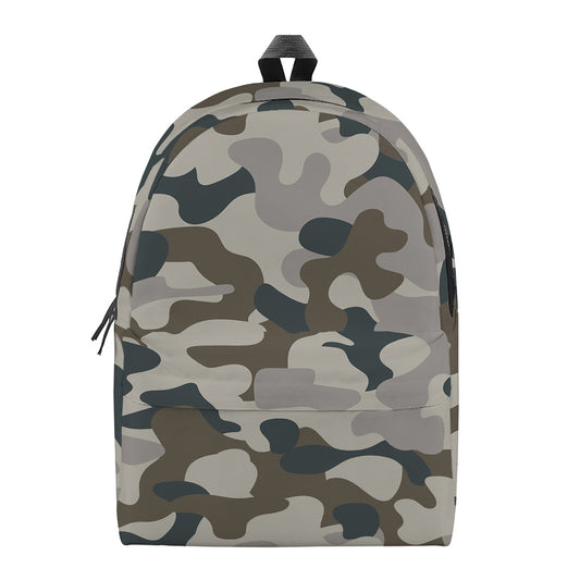 Grey And Brown Camouflage Print Backpack