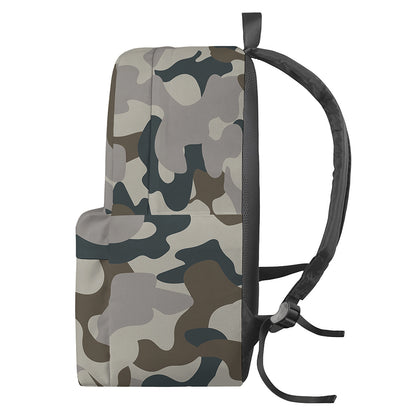 Grey And Brown Camouflage Print Backpack