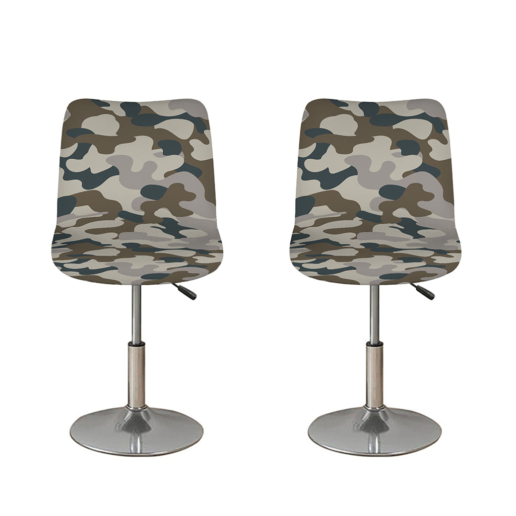 Grey And Brown Camouflage Print Bar Stool Covers