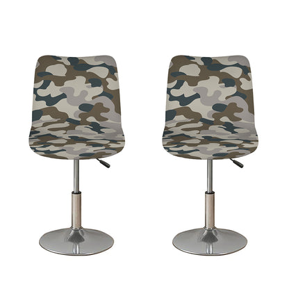 Grey And Brown Camouflage Print Bar Stool Covers