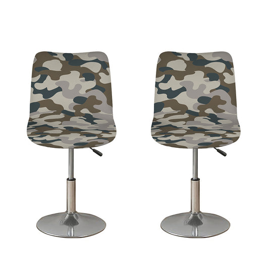 Grey And Brown Camouflage Print Bar Stool Covers