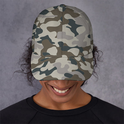 Grey And Brown Camouflage Print Baseball Cap