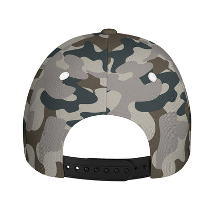 Grey And Brown Camouflage Print Baseball Cap