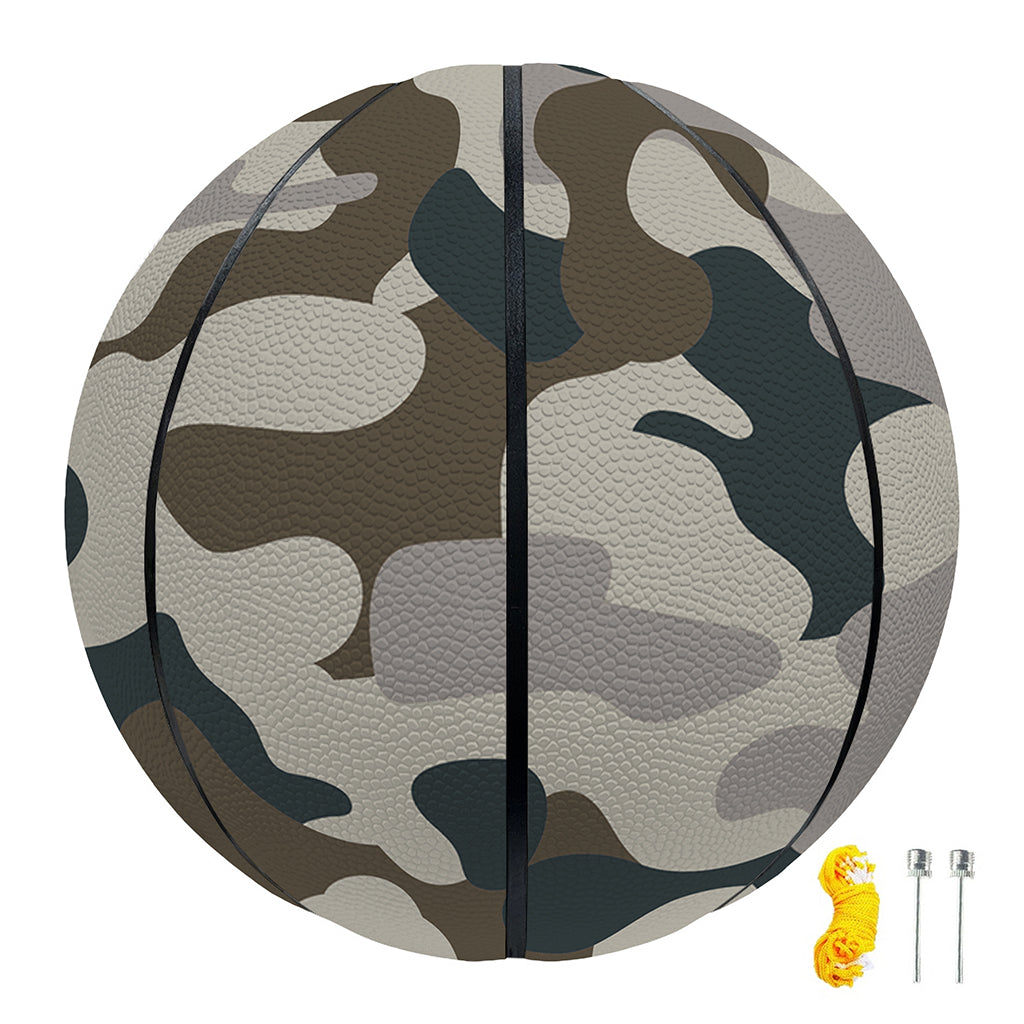 Grey And Brown Camouflage Print Basketball