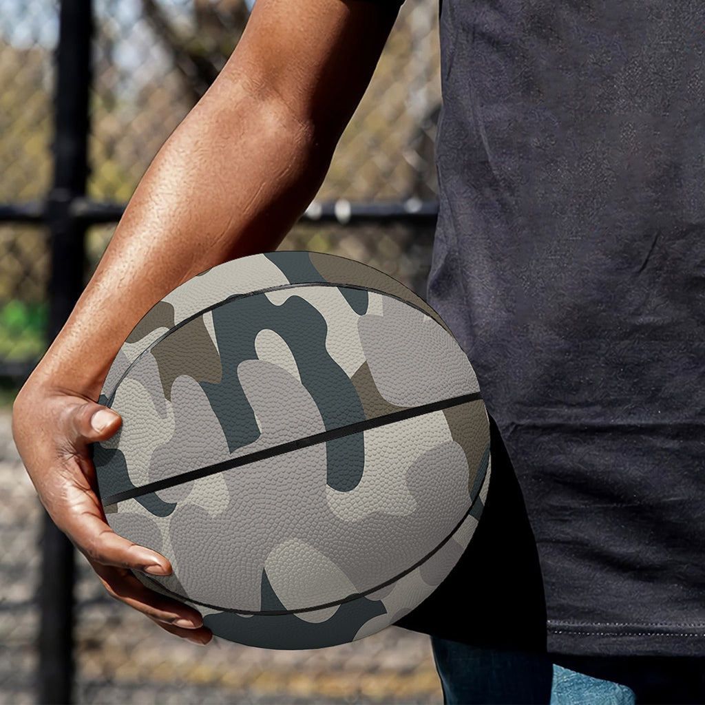 Grey And Brown Camouflage Print Basketball