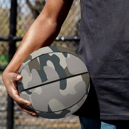 Grey And Brown Camouflage Print Basketball