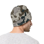 Grey And Brown Camouflage Print Beanie