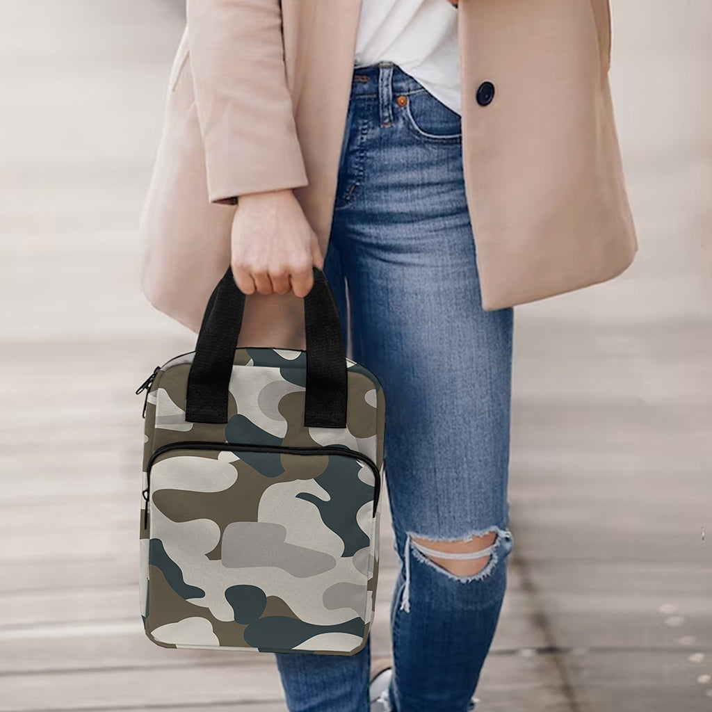Grey And Brown Camouflage Print Bible Tote Bag
