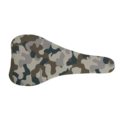 Grey And Brown Camouflage Print Bicycle Seat Cover