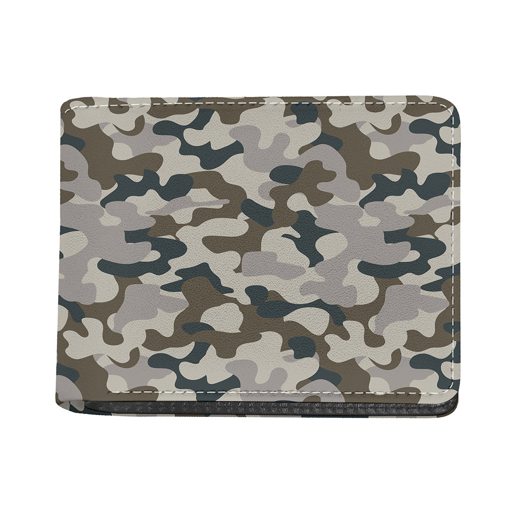 Grey And Brown Camouflage Print Bifold Wallet