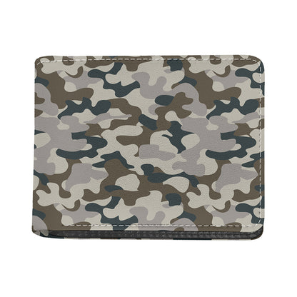 Grey And Brown Camouflage Print Bifold Wallet