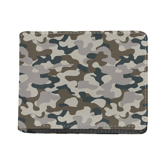 Grey And Brown Camouflage Print Bifold Wallet