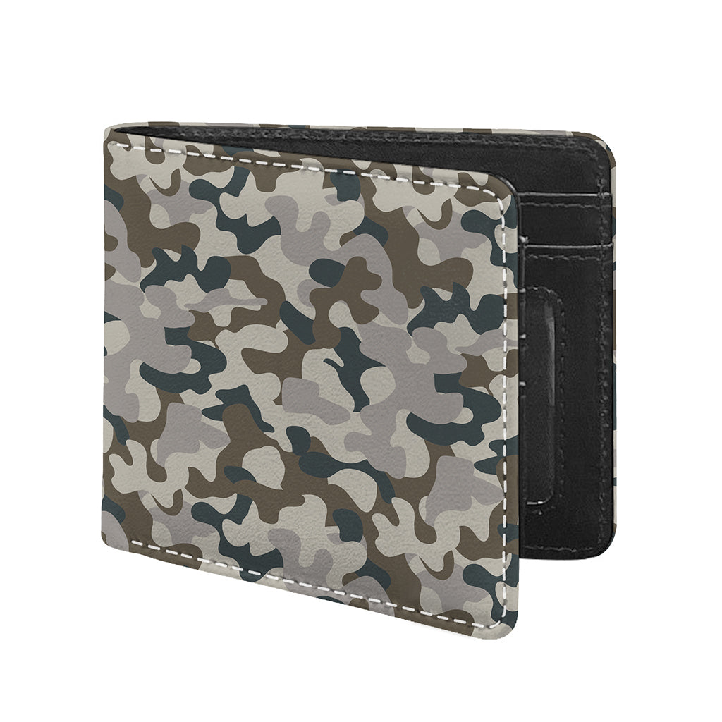 Grey And Brown Camouflage Print Bifold Wallet