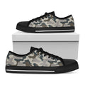 Grey And Brown Camouflage Print Black Low Top Sneakers
