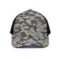 Grey And Brown Camouflage Print Black Mesh Trucker Hat