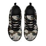 Grey And Brown Camouflage Print Black Running Shoes
