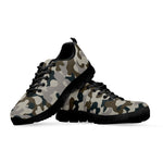 Grey And Brown Camouflage Print Black Running Shoes
