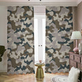 Grey And Brown Camouflage Print Dimout Pencil Pleat Curtains