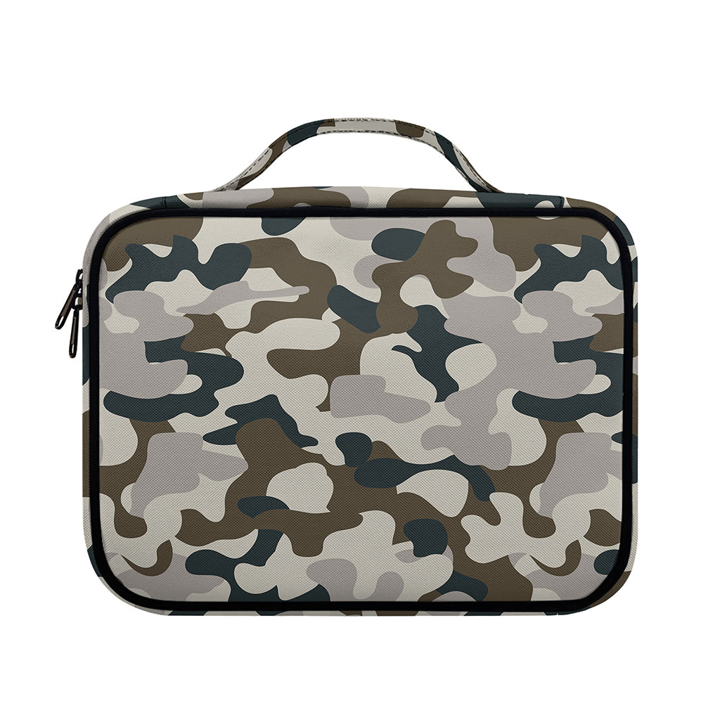 Grey And Brown Camouflage Print Briefcase Bible Bag