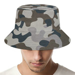 Grey And Brown Camouflage Print Bucket Hat