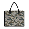 Grey And Brown Camouflage Print Canvas Tote Bag