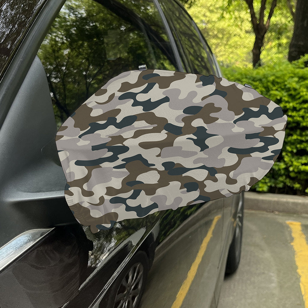 Grey And Brown Camouflage Print Car Side Mirror Covers