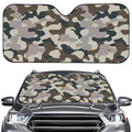 Grey And Brown Camouflage Print Car Windshield Sun Shade