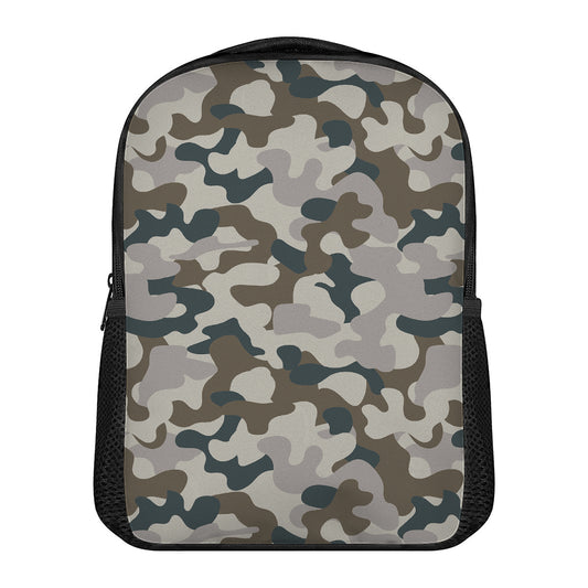 Grey And Brown Camouflage Print Casual Backpack
