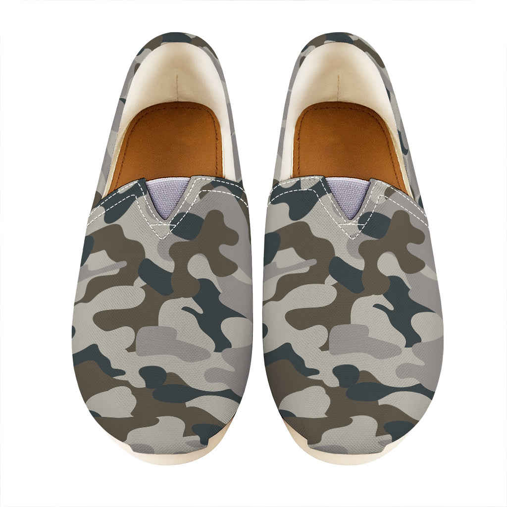 Grey And Brown Camouflage Print Casual Shoes