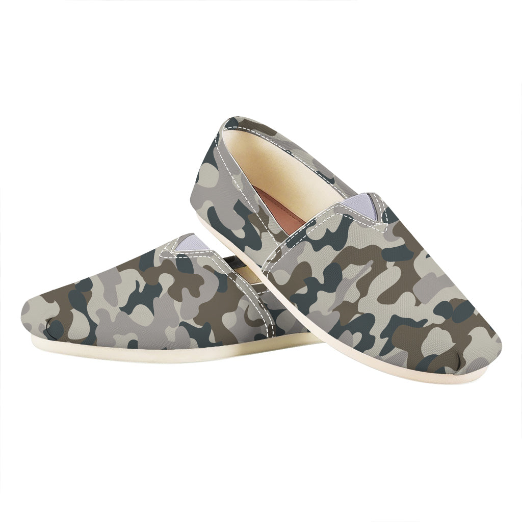 Grey And Brown Camouflage Print Casual Shoes