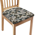 Grey And Brown Camouflage Print Chair Cushion Cover