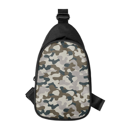 Grey And Brown Camouflage Print Chest Bag
