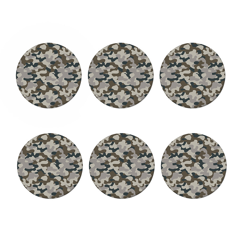 Grey And Brown Camouflage Print Coaster Set