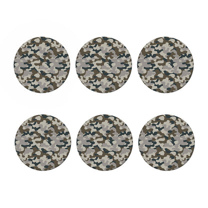 Grey And Brown Camouflage Print Coaster Set