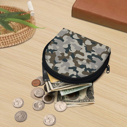 Grey And Brown Camouflage Print Coin Purse