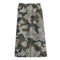 Grey And Brown Camouflage Print Cotton Front Slit Maxi Skirt