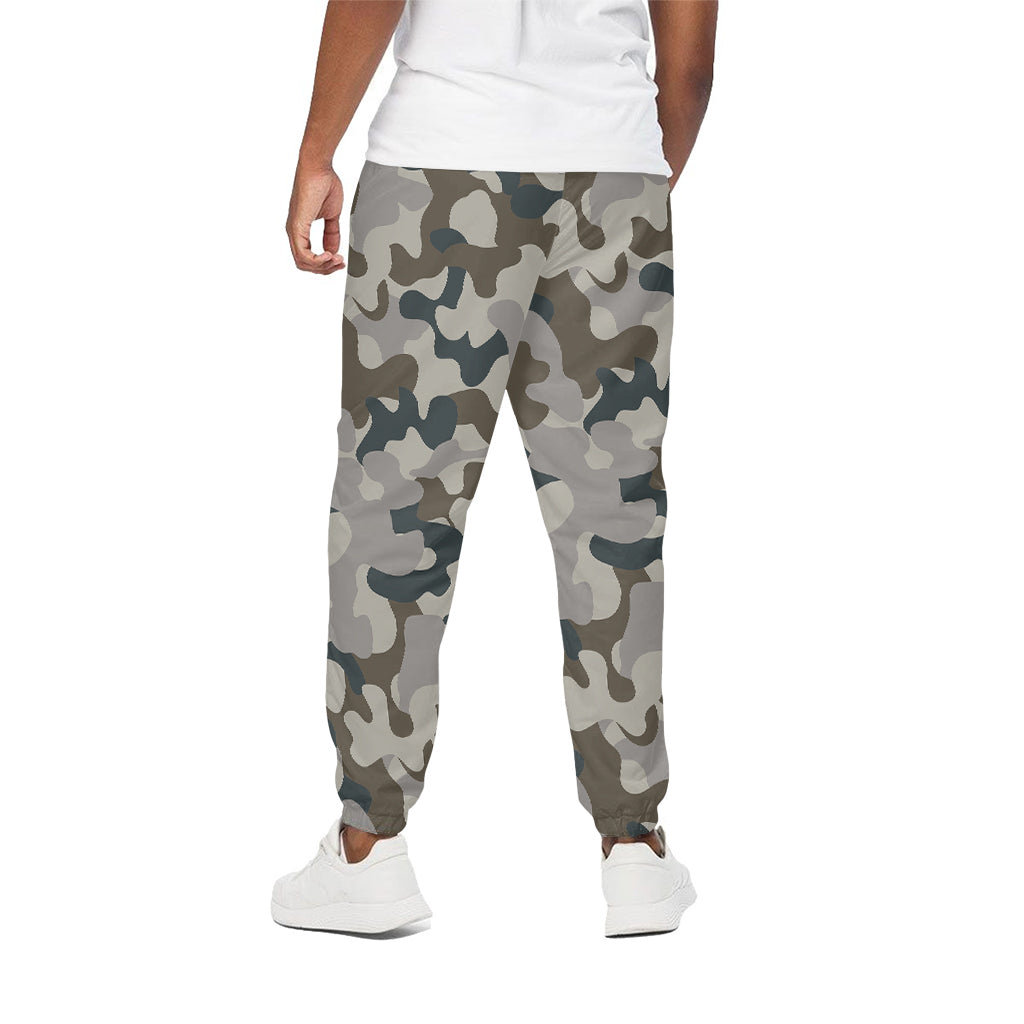 Grey And Brown Camouflage Print Cotton Pants