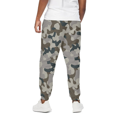 Grey And Brown Camouflage Print Cotton Pants
