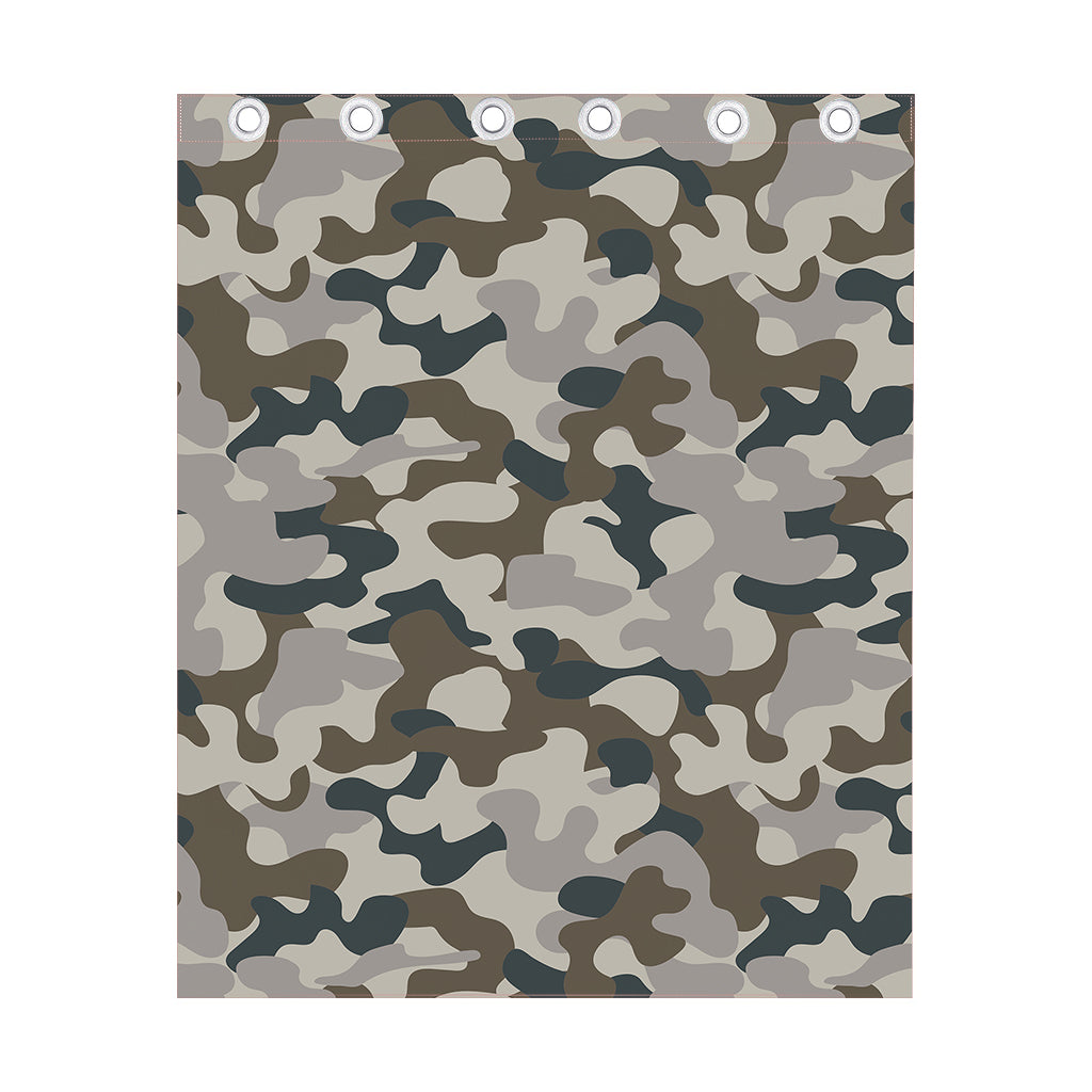 Grey And Brown Camouflage Print Curtain