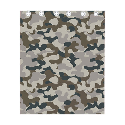 Grey And Brown Camouflage Print Curtain
