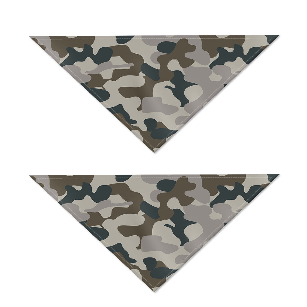 Grey And Brown Camouflage Print Dog Bandana