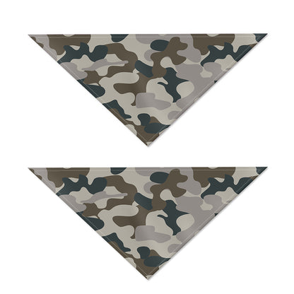 Grey And Brown Camouflage Print Dog Bandana