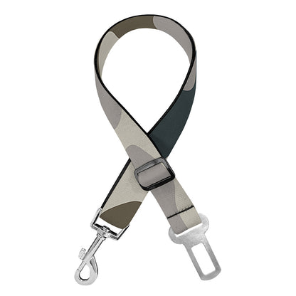 Grey And Brown Camouflage Print Dog Seat Belt
